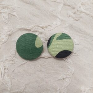 綠色迷彩圖騰自家製布藝鈕扣