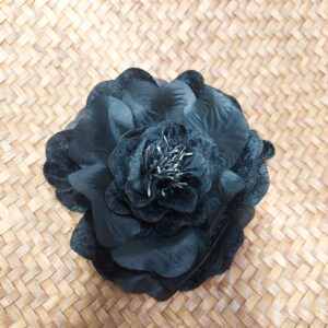 黑色布藝仿真花胸針
