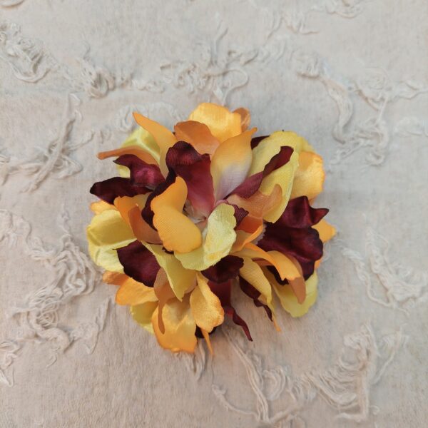 黃紅撞色絲緞仿真花飾品