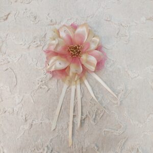 粉黃雙色絲緞薄紗仿真花飾品