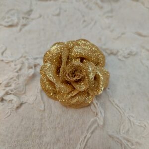 金黃色全亮粉仿真茶花胸針