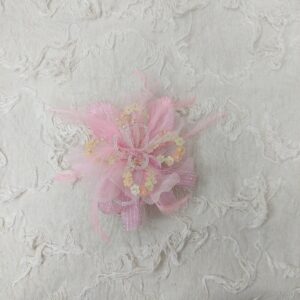 粉色羽毛亮片仿真花胸針
