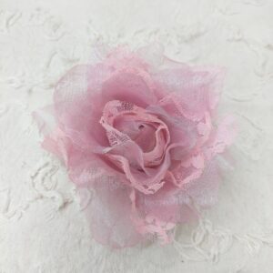 煙燻粉紫色網紗蕾絲仿真花胸針