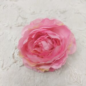 粉色布製仿真牡丹花胸針